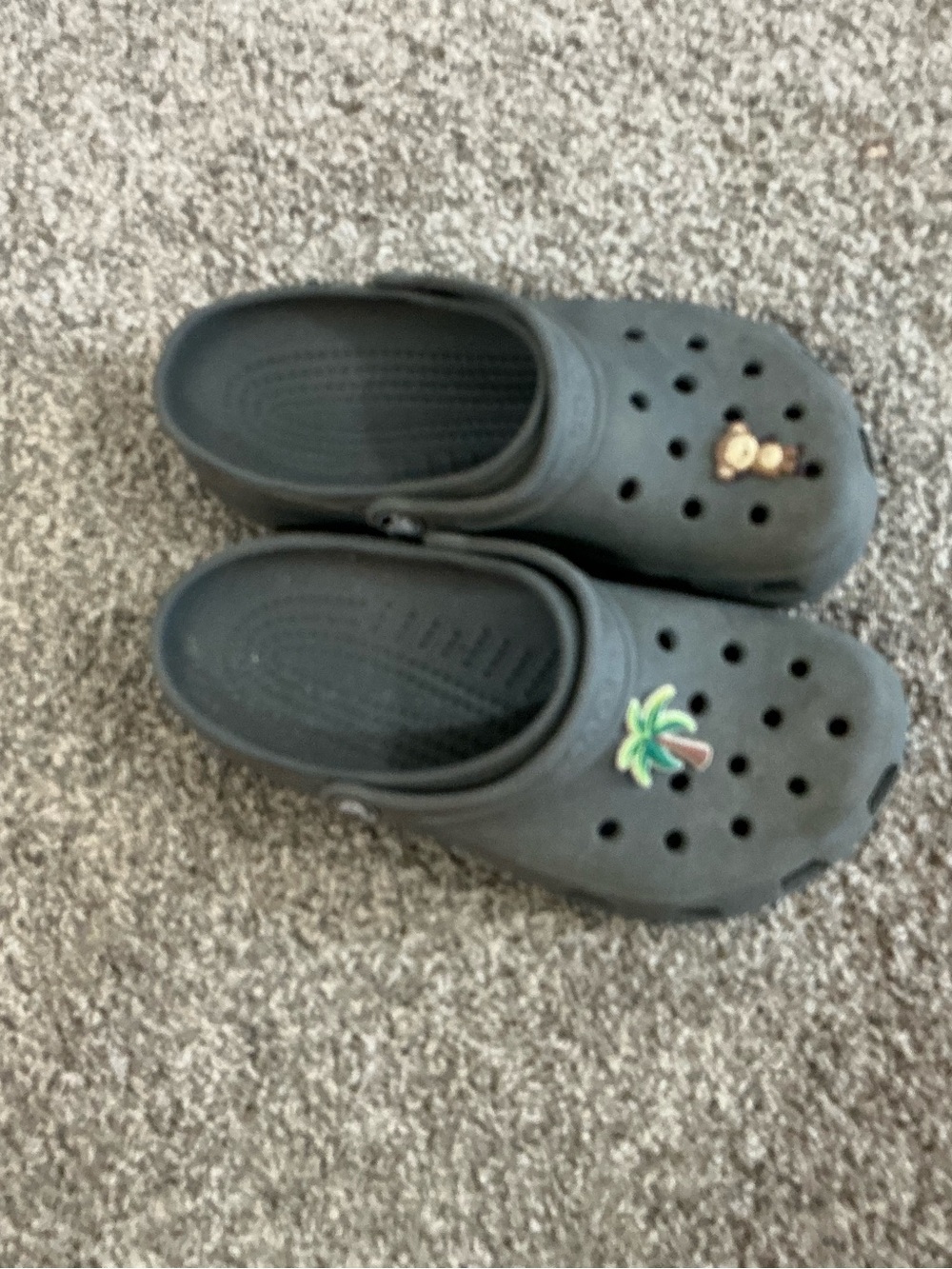 CROCS Kids Black Clogs with Tropical and Bear Charms